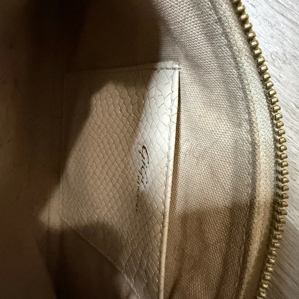 GiGi New York Cream Textured Clutch with Gold Accents